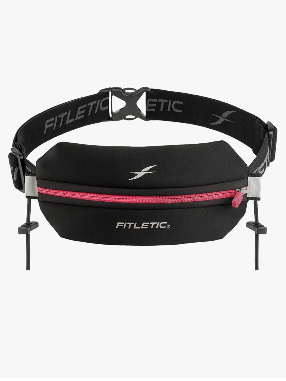 Fitletic Black Running Belt with Pink Zipper